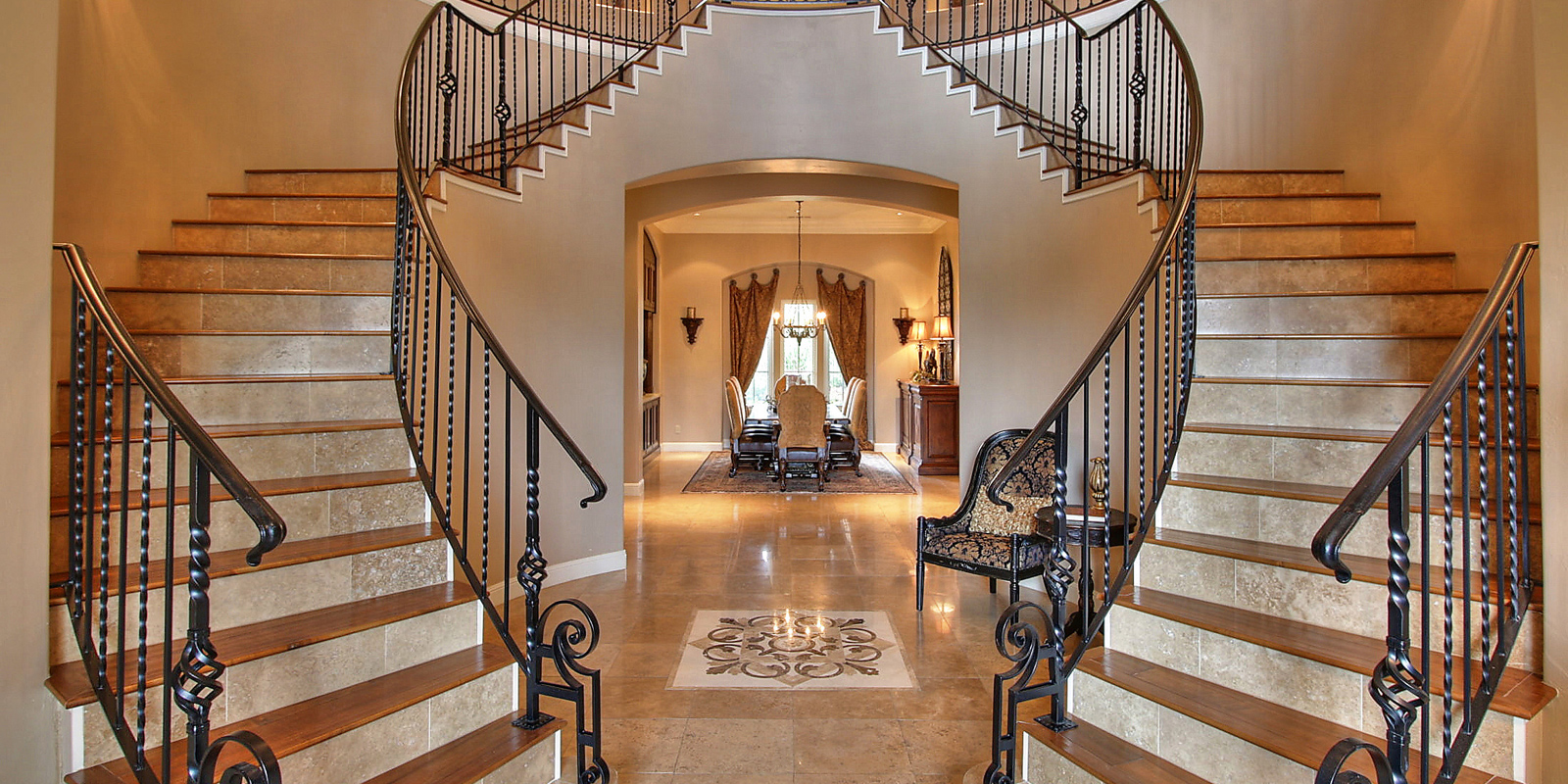 A staircase inside a luxury homes for sale in Pleasanton, CA